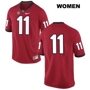 Women's Georgia Bulldogs NCAA #11 Keyon Brown Nike Stitched Red Authentic No Name College Football Jersey BPI5554MU